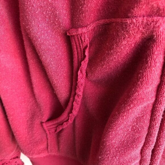 BCBG Terrycloth Zip Front Hoodie with Lace Sleeves - Picture 2 of 5